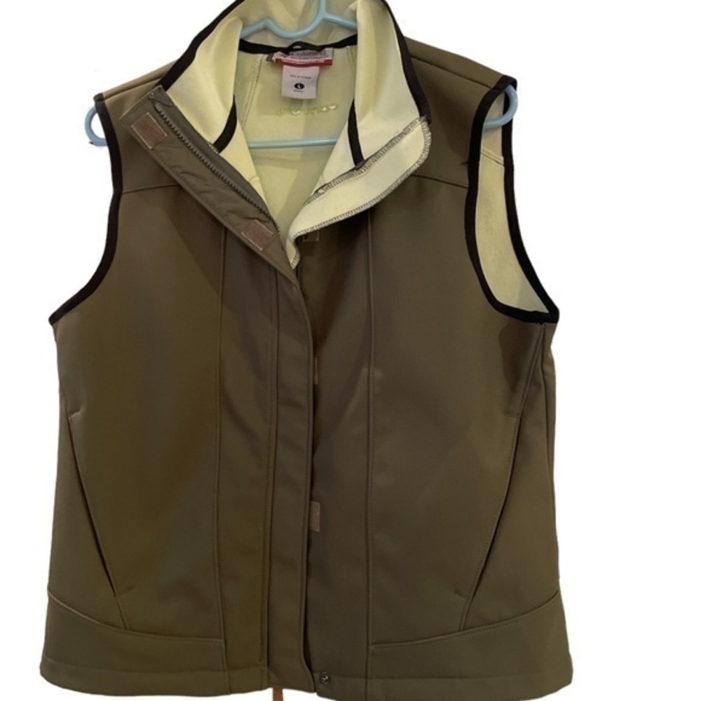 Columbia Womens green hiking /camping fleece lined outdoor Vest in size large